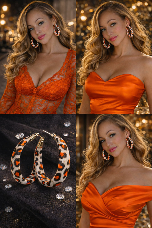 Leopard Luxe Leather Statement Hoops - Premium Fashion Earrings