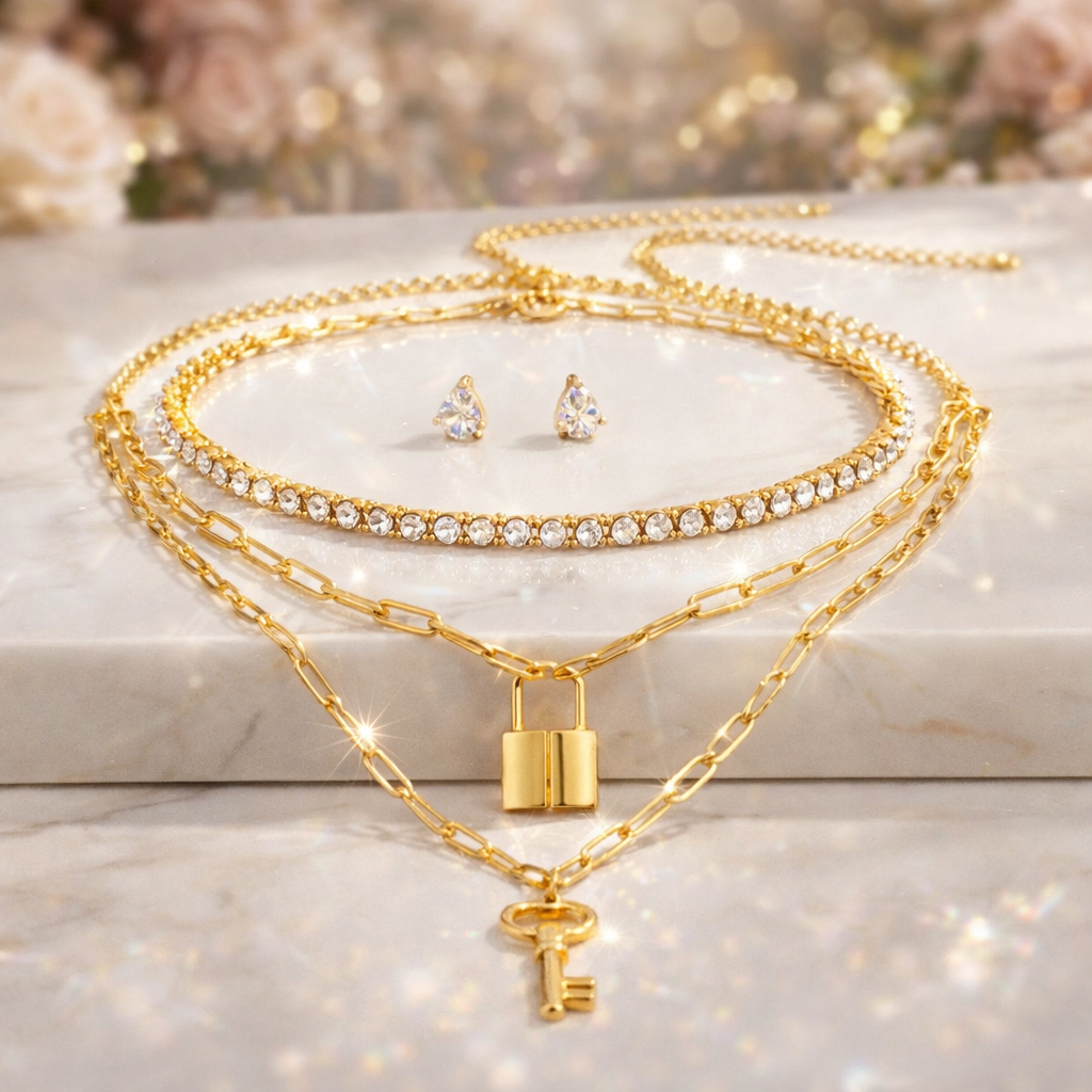 Golden Guarded Lock Necklace - Statement Fashion Jewelry