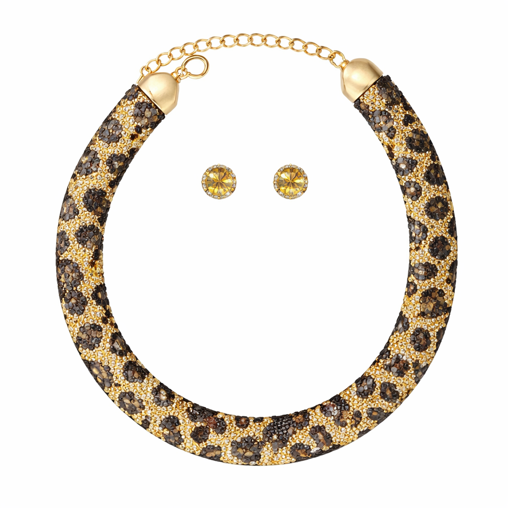 Leopard Print Statement Jewelry Set - Luxe Edition Fashion Jewelry