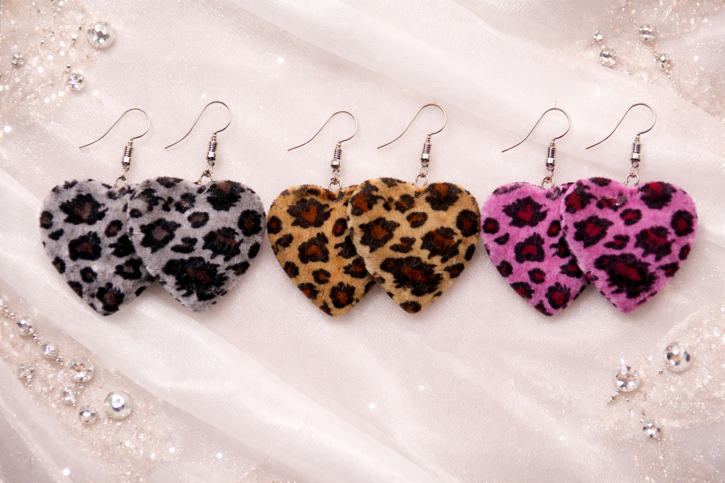Leopard Heart  Earrings – Triple Color Edition