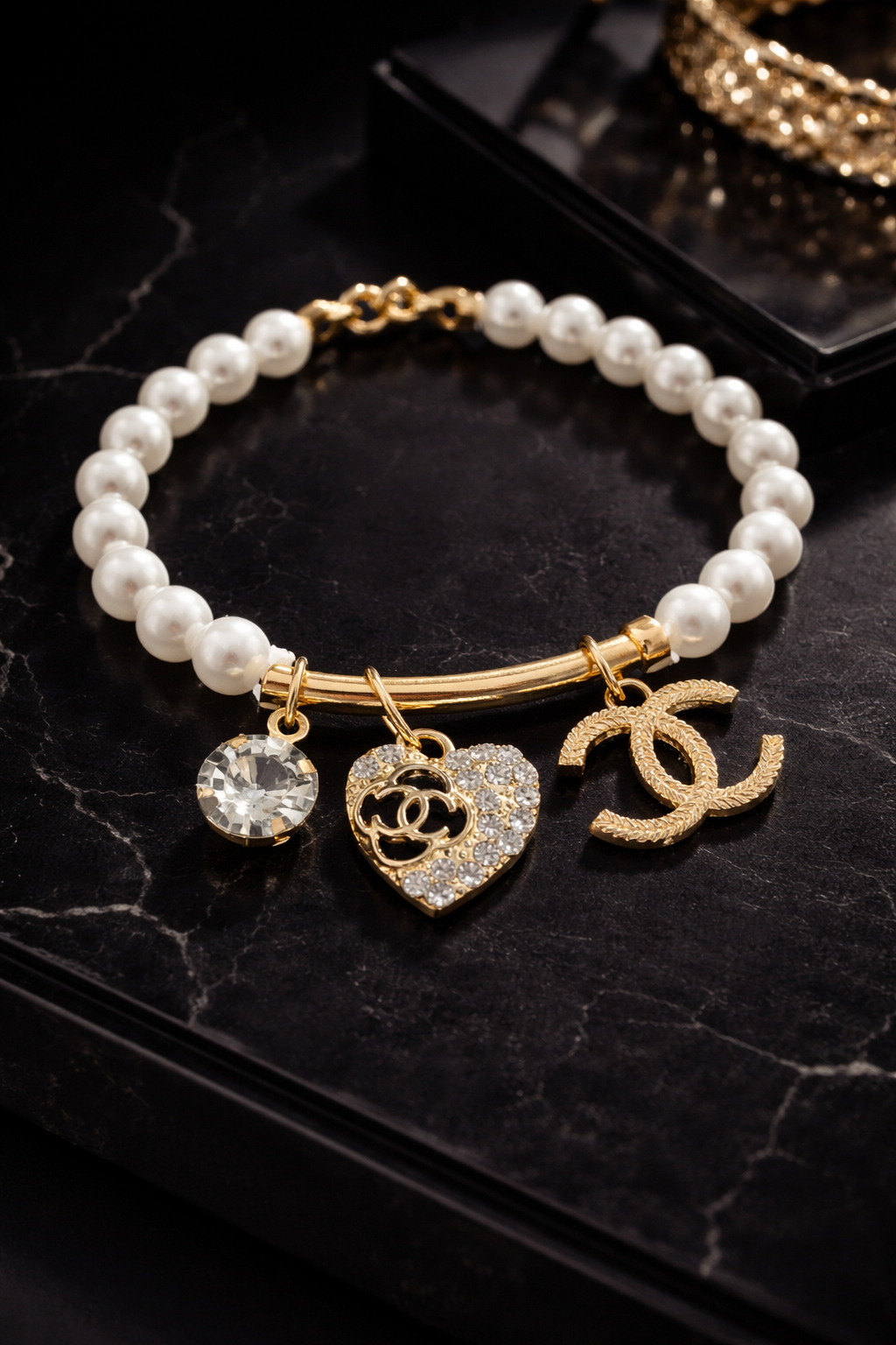 Luxe Stretch Charm Bracelet - Gold Tone Statement Jewelry
