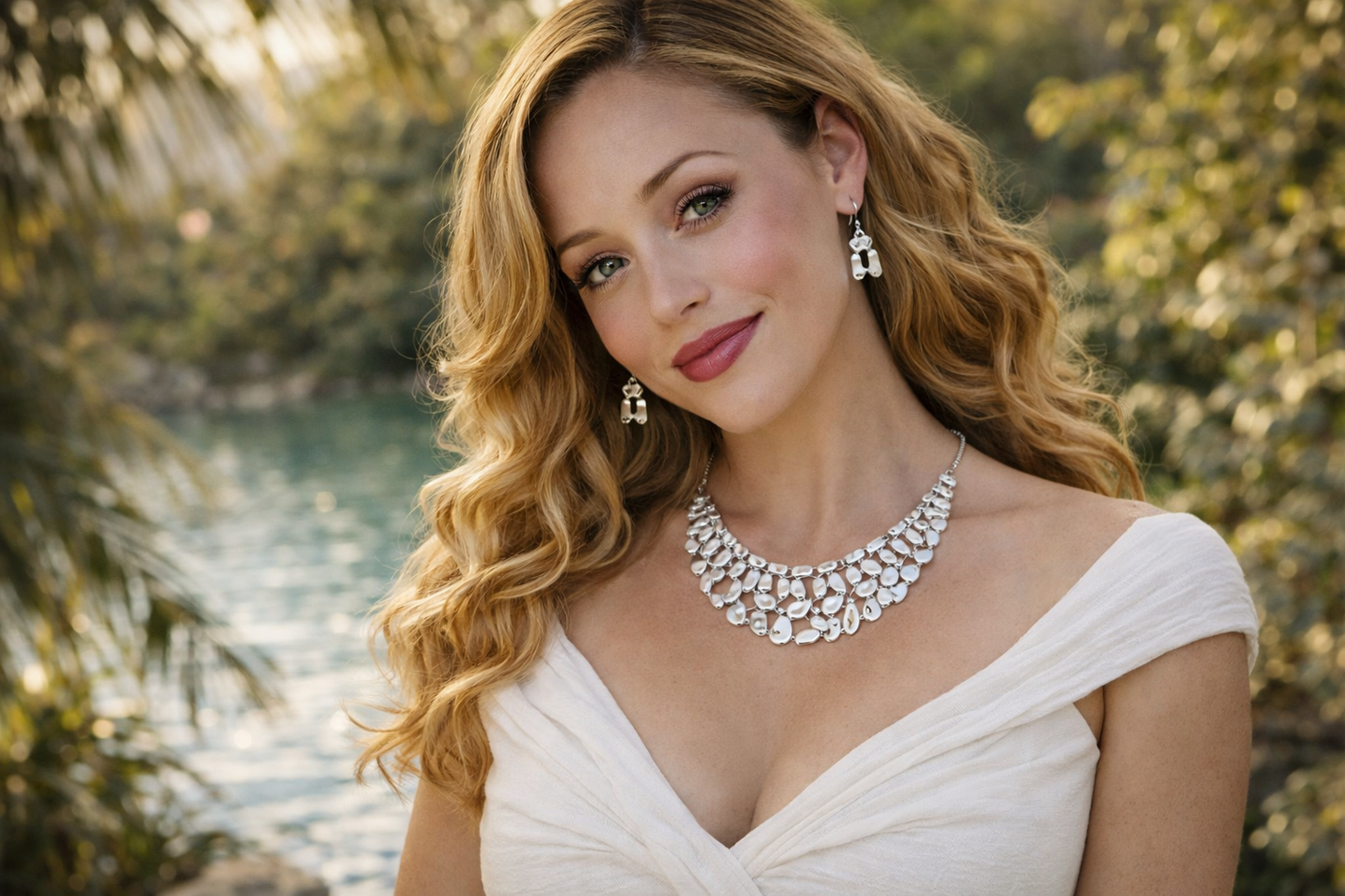 Silver Cascade Statement Necklace Set Women's fashion