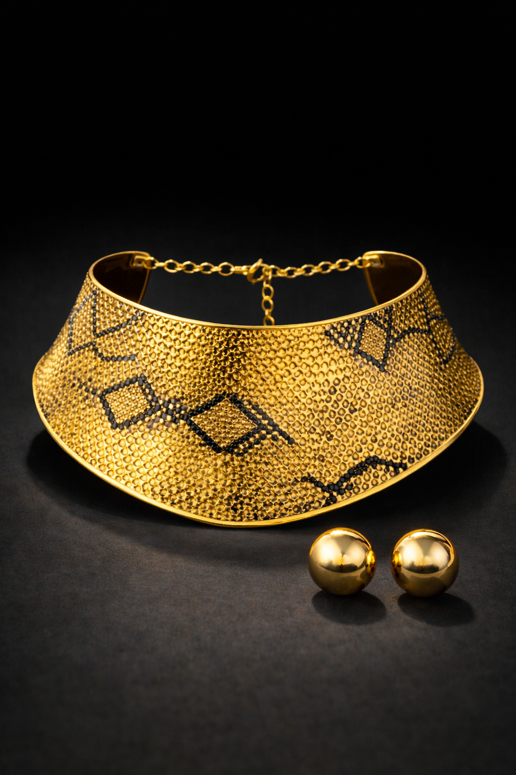 Gold Snake-Print Statement Choker Necklace - Boho Fashion Jewelry