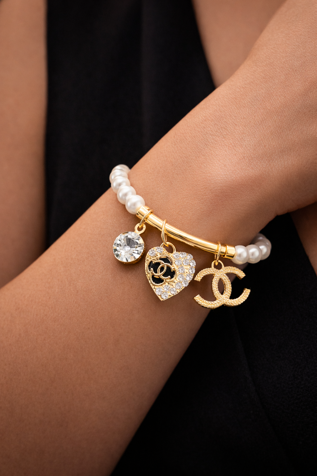 Luxe Stretch Charm Bracelet - Gold Tone Statement Jewelry