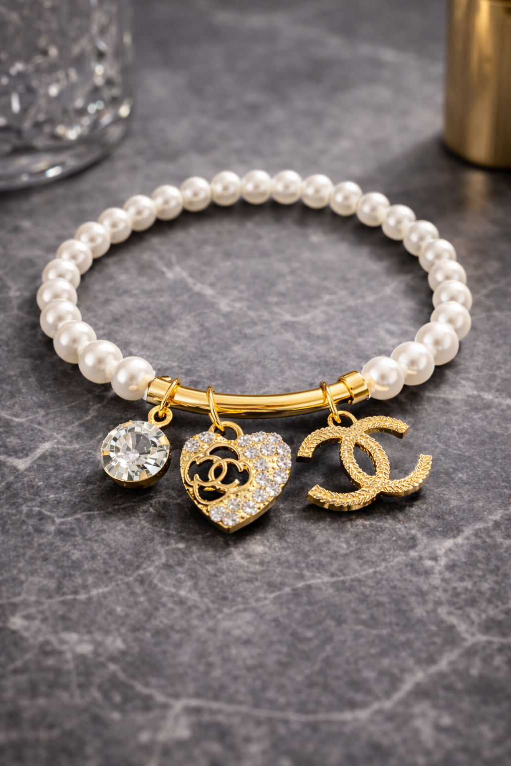 Luxe Stretch Charm Bracelet - Gold Tone Statement Jewelry