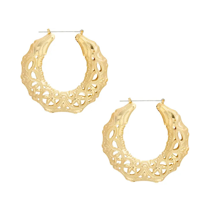 Greek-Inspired Gold Filigree Statement Earrings for Women