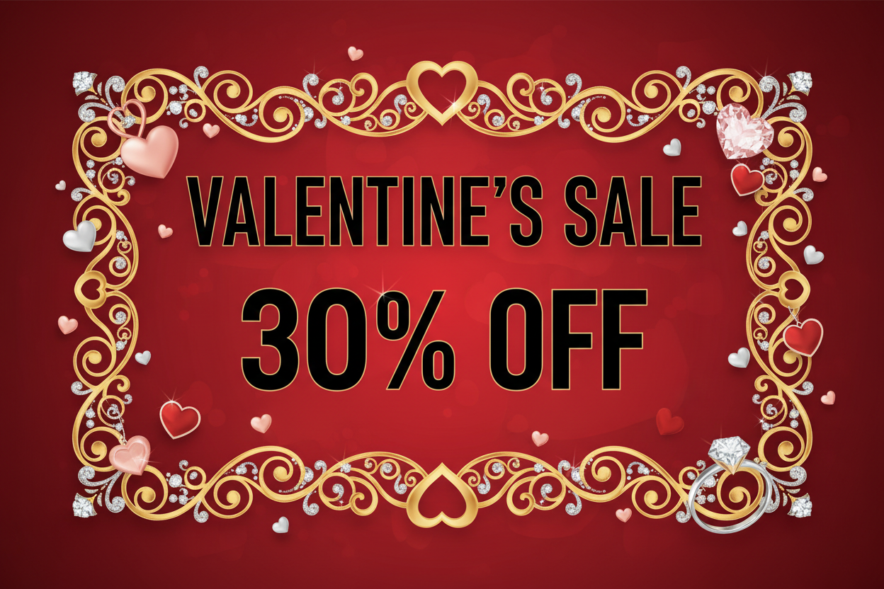 Valentine's Sale Banner with Hearts
